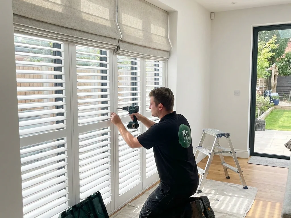 Sam from Blinds of Balham fitting plantation shutters