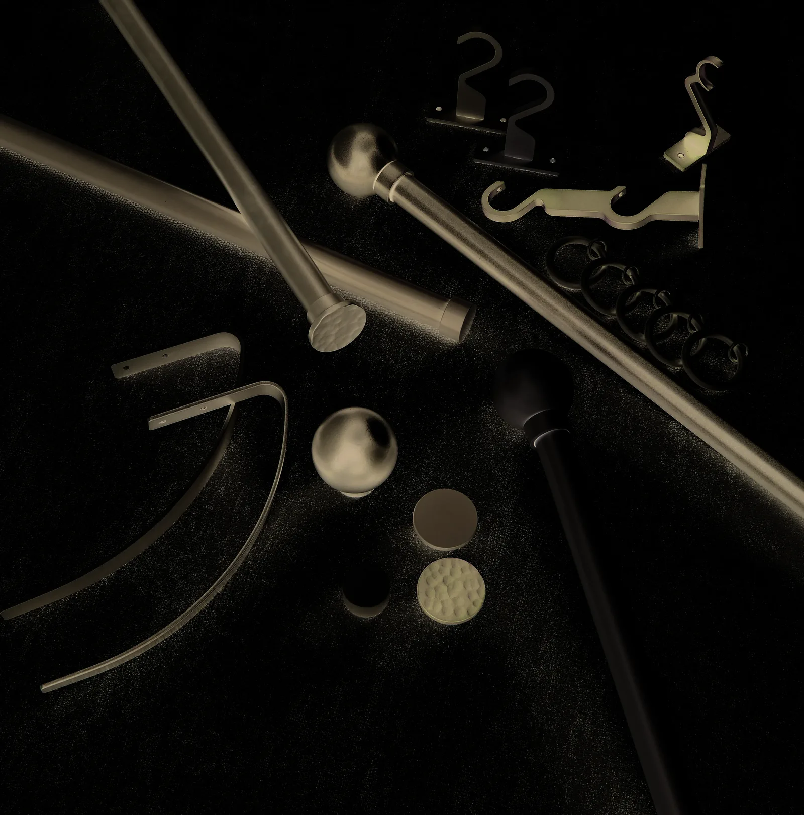 Curtain pole fitting hardware